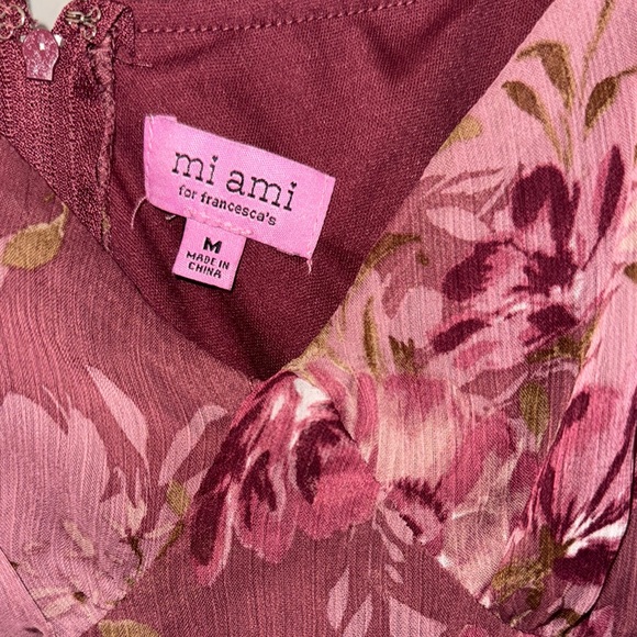 Miami  Francesca’s. Rosewood  color Maxi Dress  floral - Picture 9 of 9